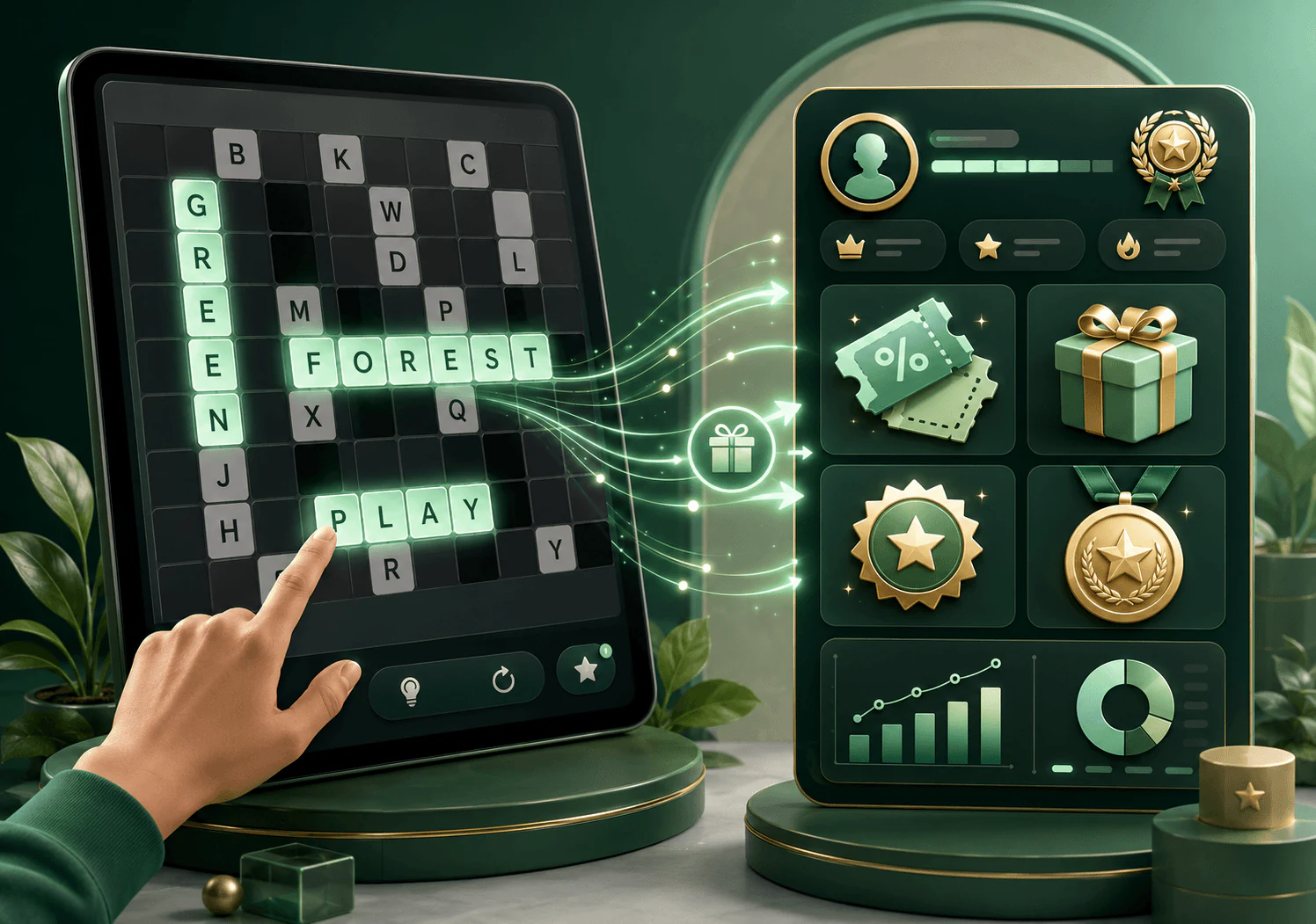 ResultFly crossword game screen with a grid and clue list