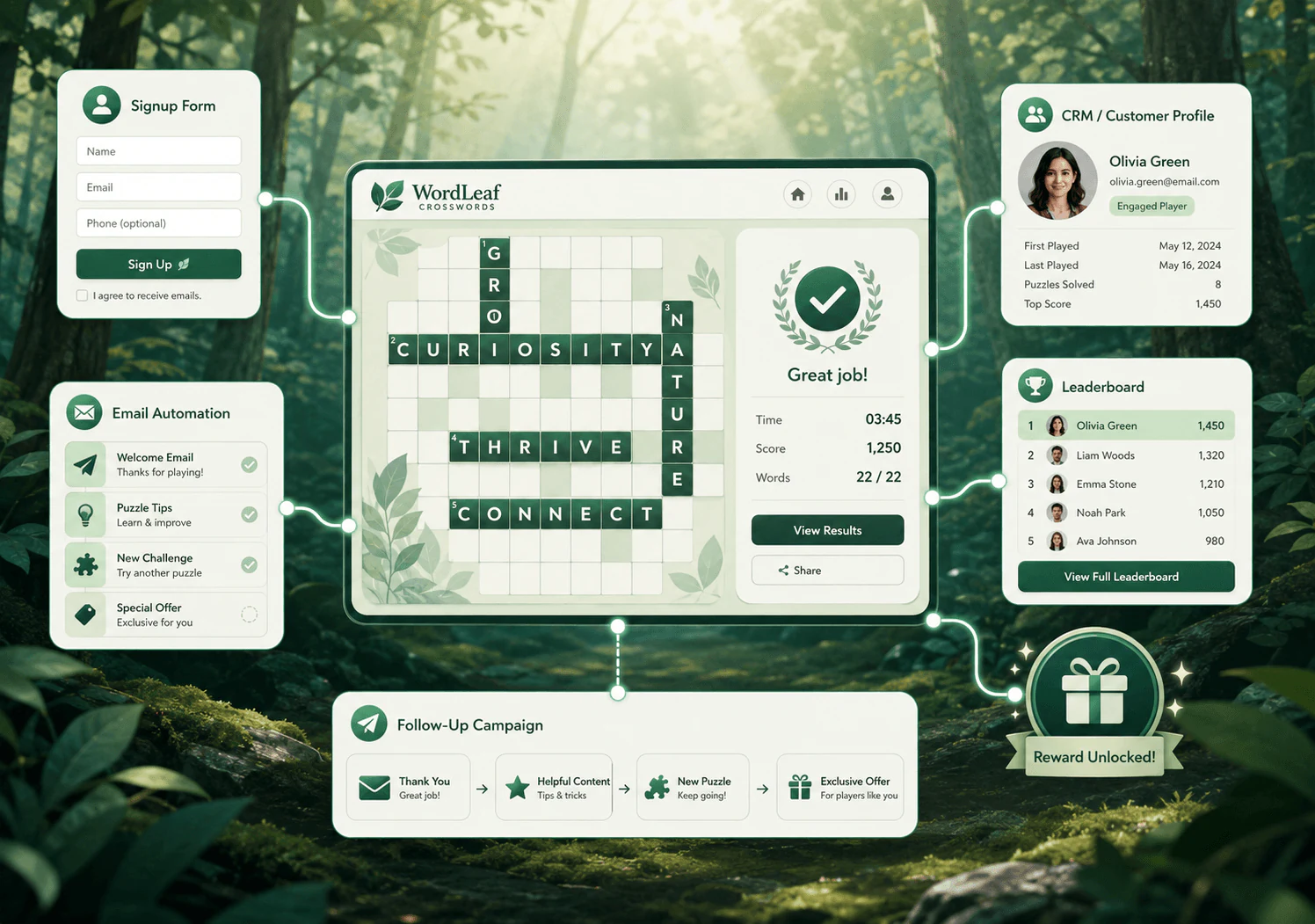 ResultFly crossword game screen with a grid and clue list