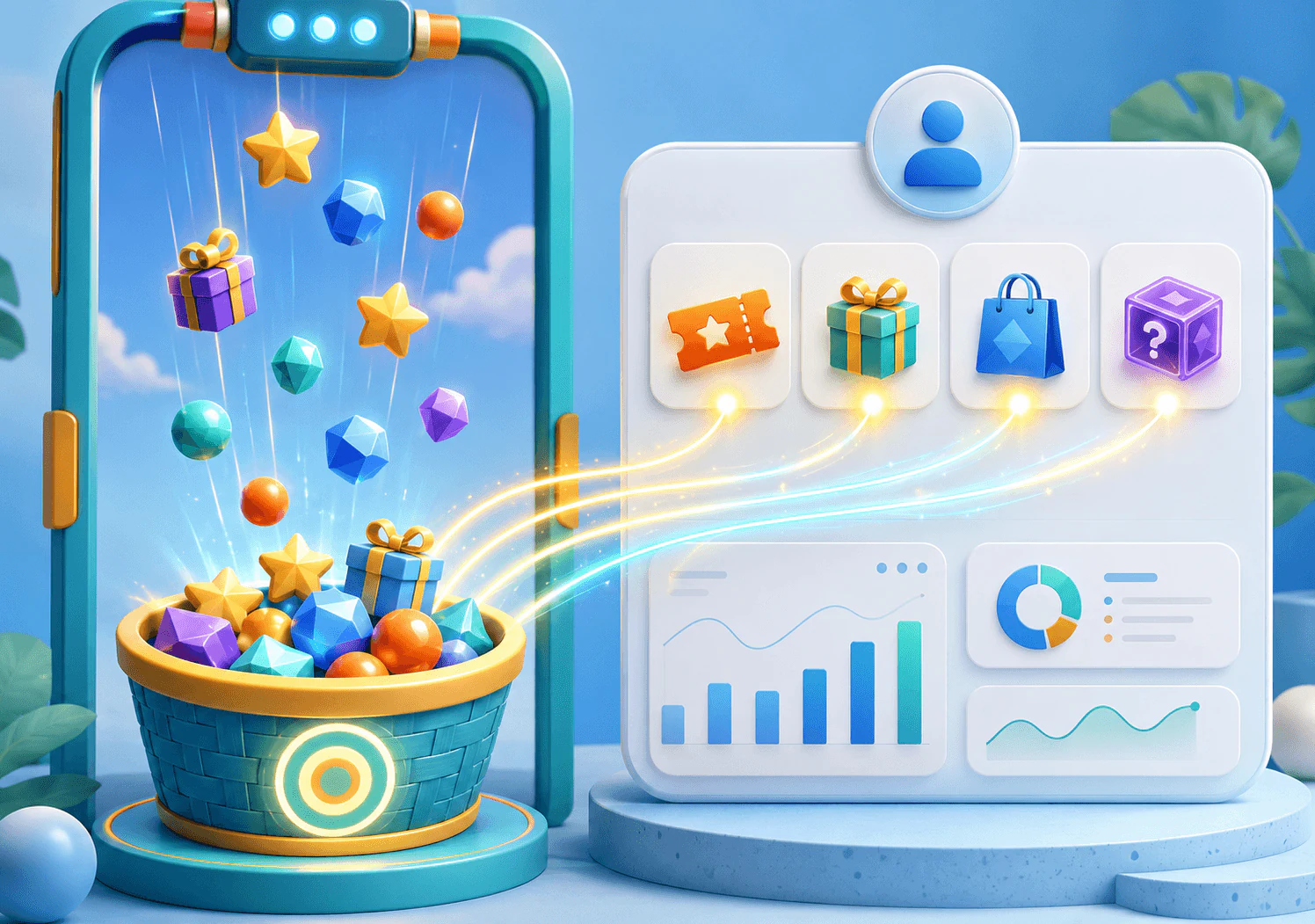 ResultFly falling objects game screen with falling items and campaign controls