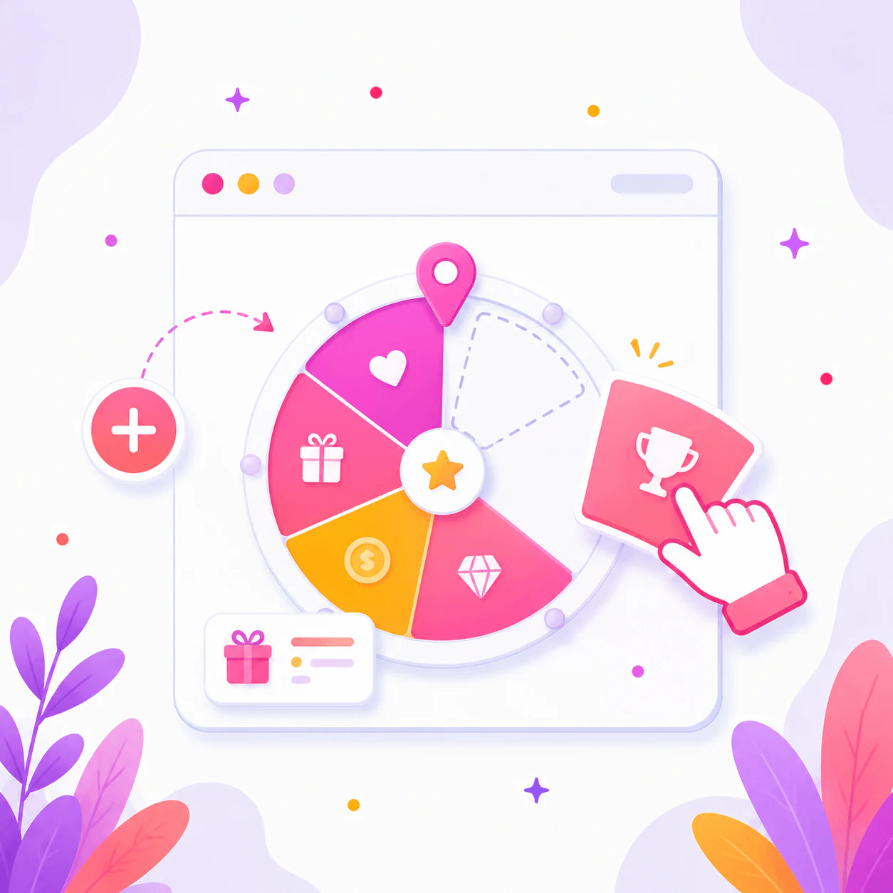 Illustrated fortune wheel campaign setup with prize sectors