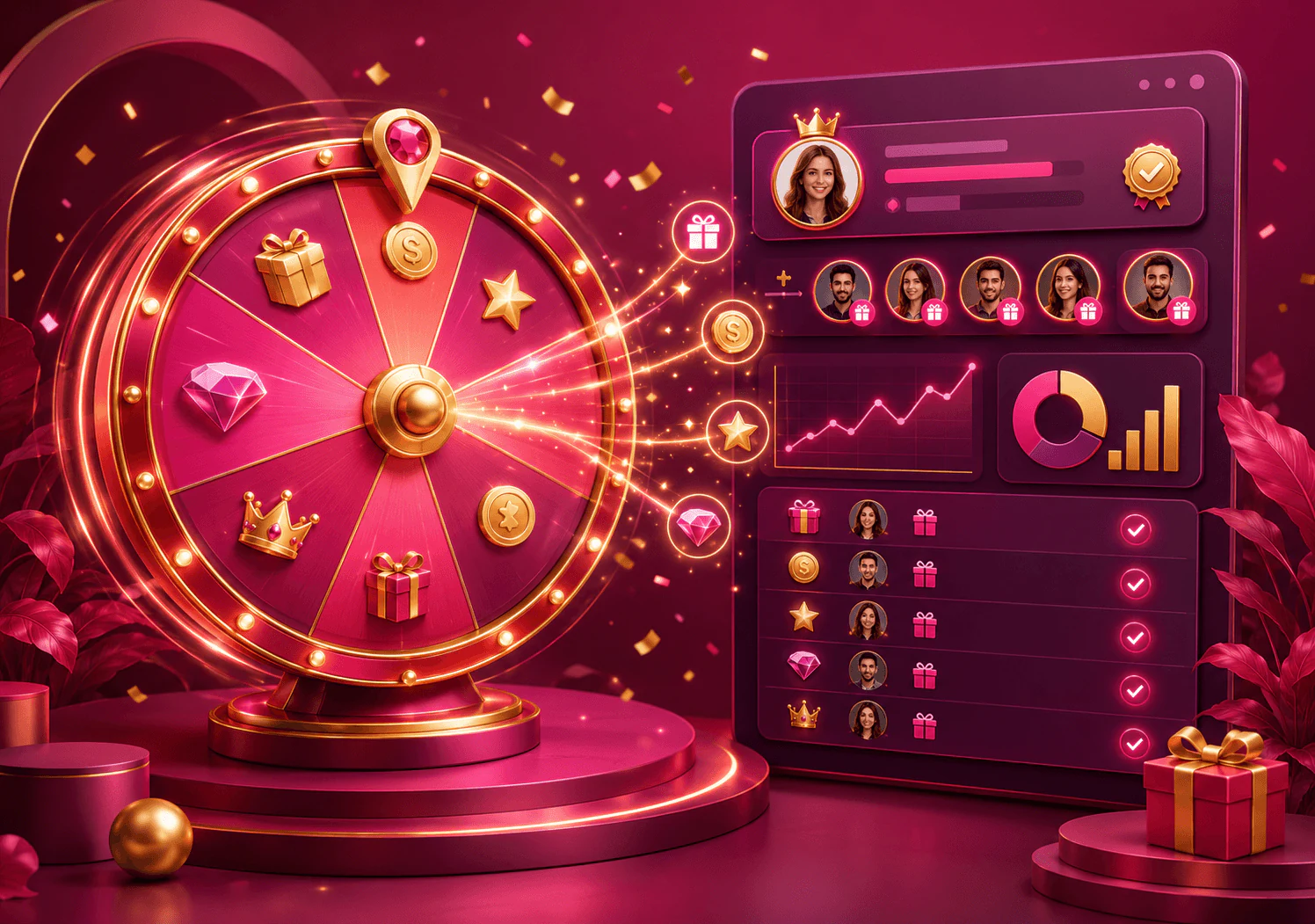 ResultFly fortune wheel game screen with a spinning wheel and prize options