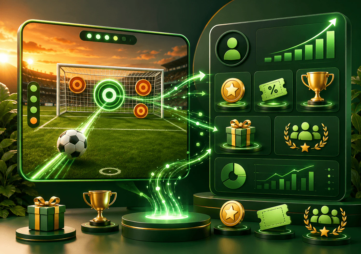 ResultFly goal shot game screen with a field target and campaign controls