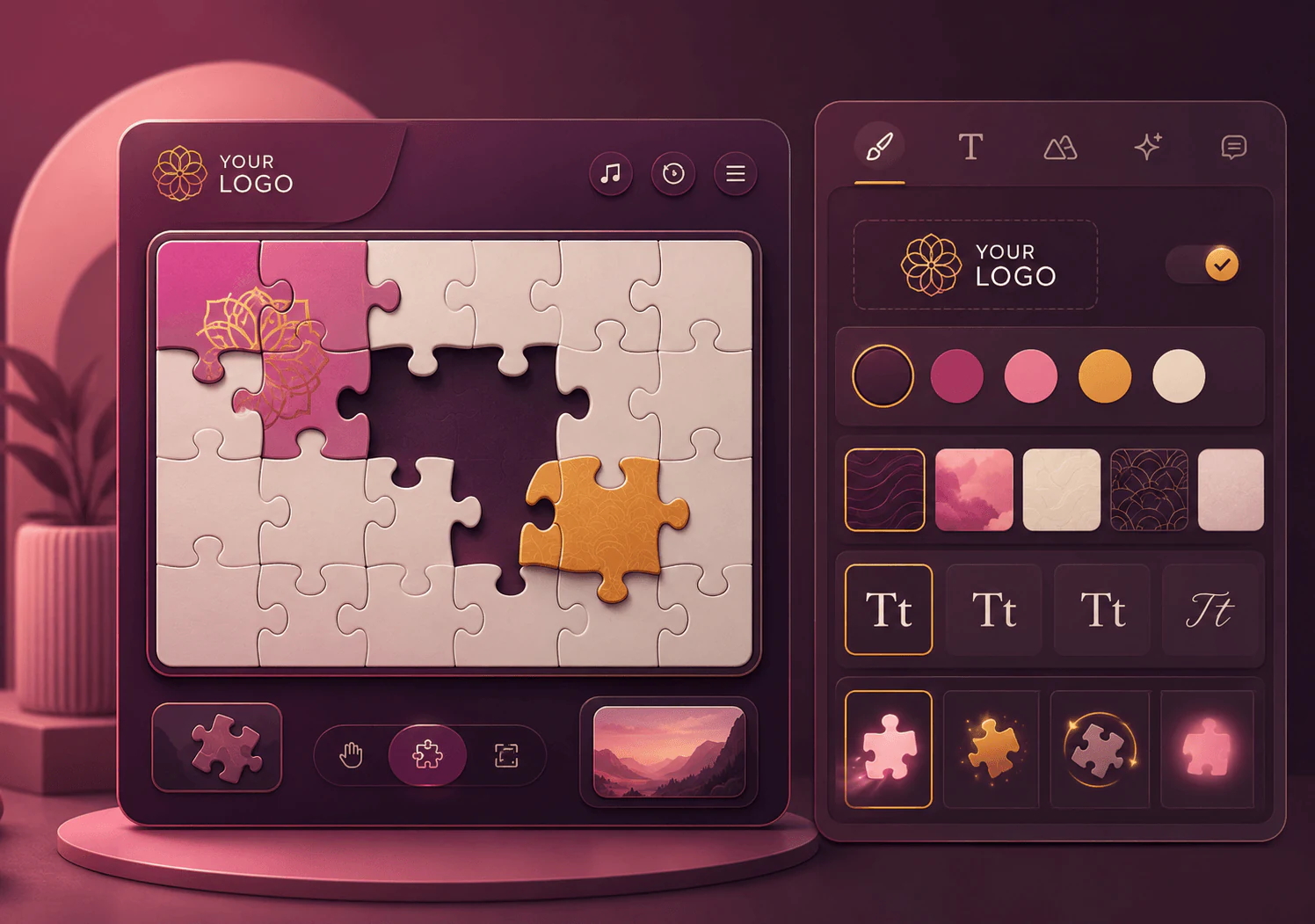 ResultFly jigsaw puzzle game screen with puzzle pieces and campaign controls