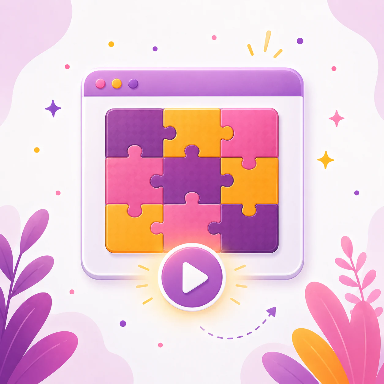 Illustrated jigsaw puzzle displayed inside a browser-style frame