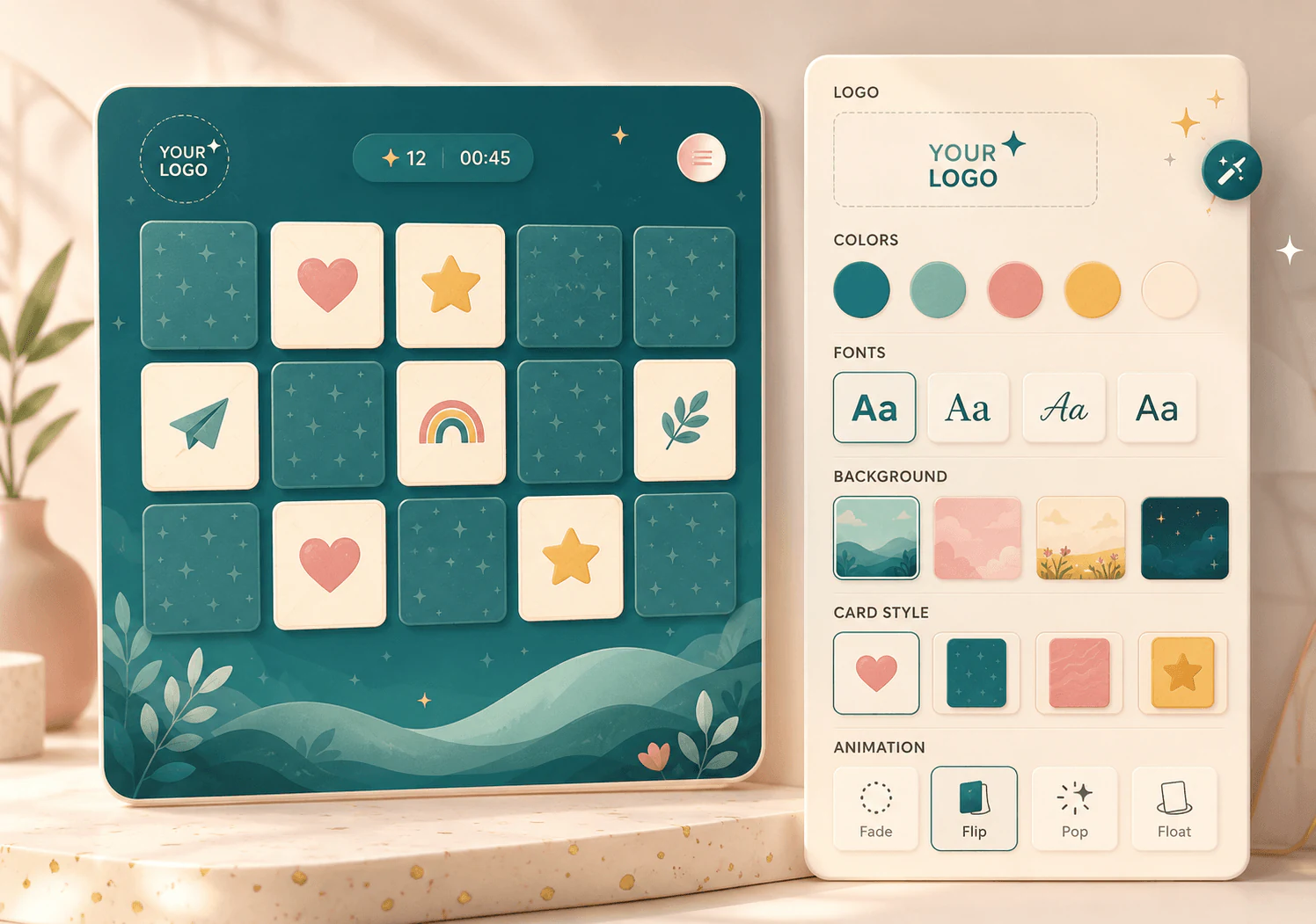 ResultFly memory game screen with card pairs and campaign controls