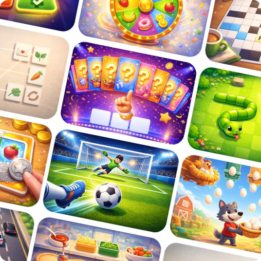 Collage of colorful interactive game campaign thumbnails