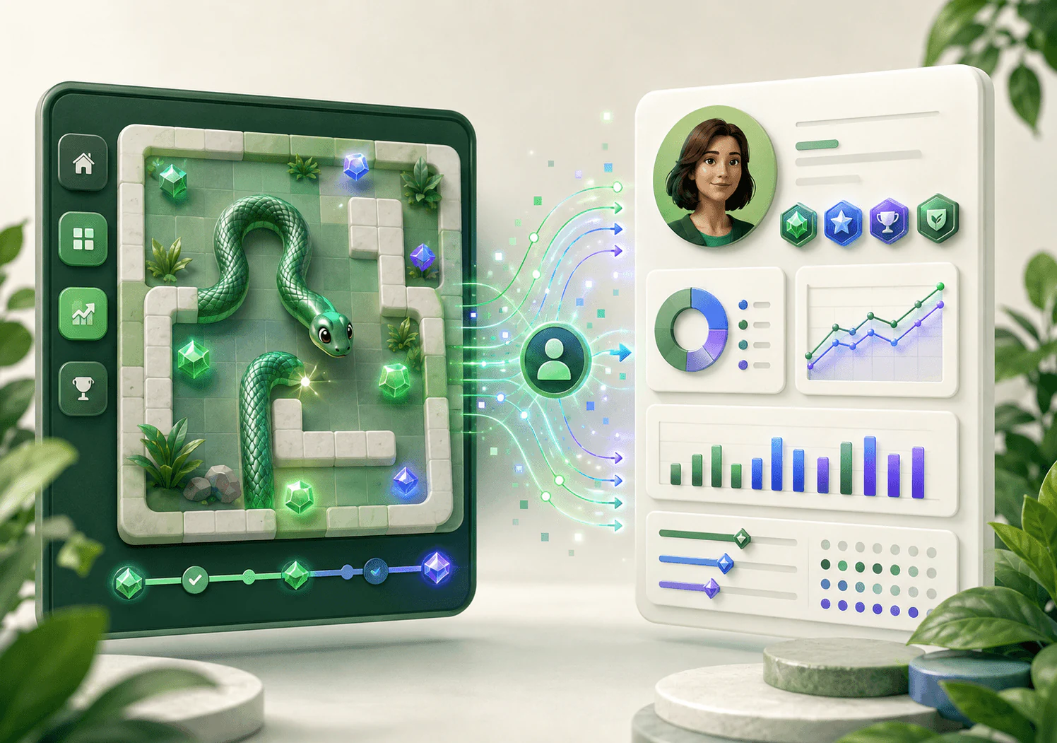 ResultFly snake game screen with collectible items and campaign controls